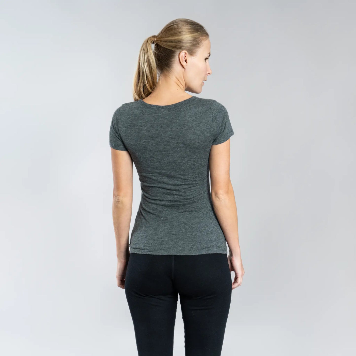 Women's Alpaca Wool Shirt: 160 Ultralight V-Neck color Gray