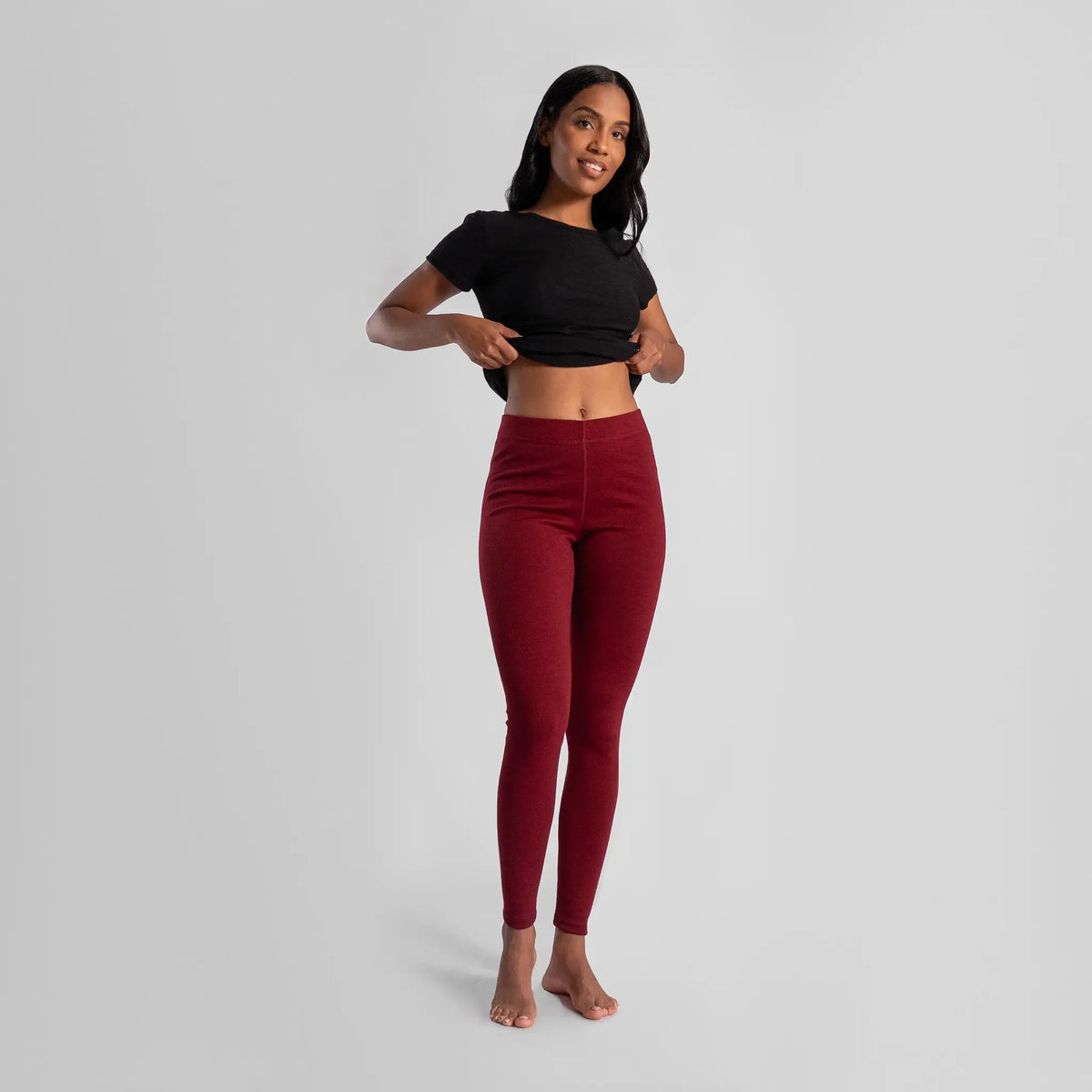 womens active wool leggings midweight color maroon