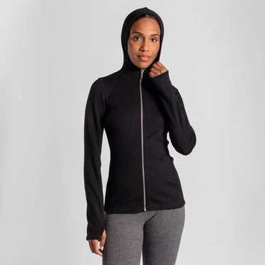 womens adventure hoodie jacket full zip color black