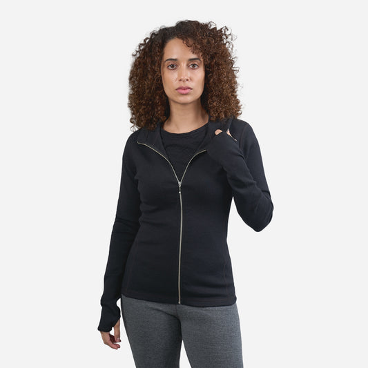 womens adventure hoodie jacket full zip color black