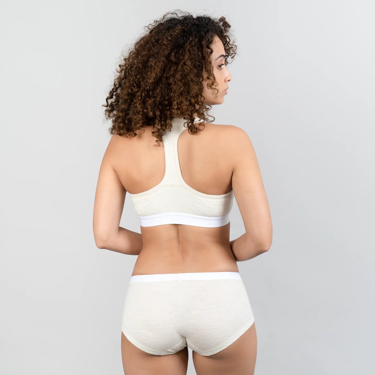 Women's Alpaca Wool Sports Bra: 160 Ultralight color Natural White