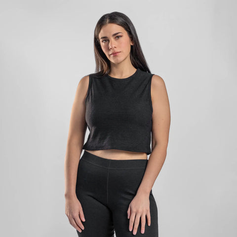 Women's Alpaca Wool Crop Tank Top: 160 Ultralight