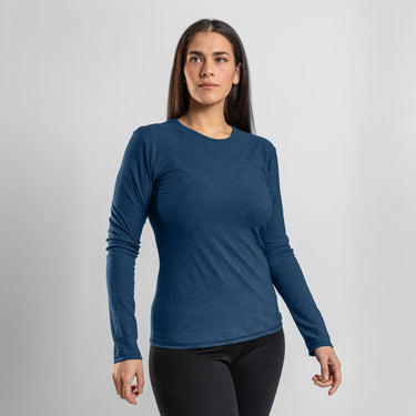 Women's Alpaca Wool Long Sleeve T-Shirt: 160 Ultralight color natural blue