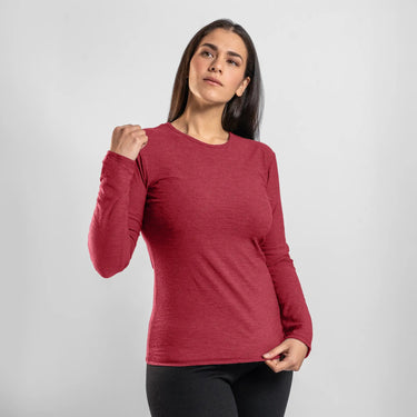 Women's Alpaca Wool Long Sleeve T-Shirt: 160 Ultralight color natural red