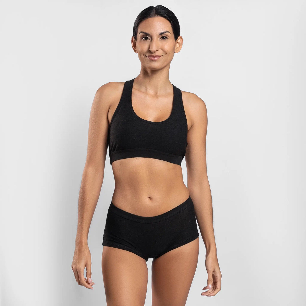 Women's Alpaca Wool Sports Bra: 160 Ultralight color Black