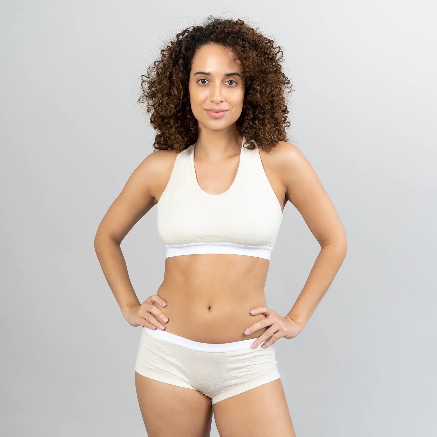 Women's Alpaca Wool Sports Bra: 160 Ultralight color Natural White