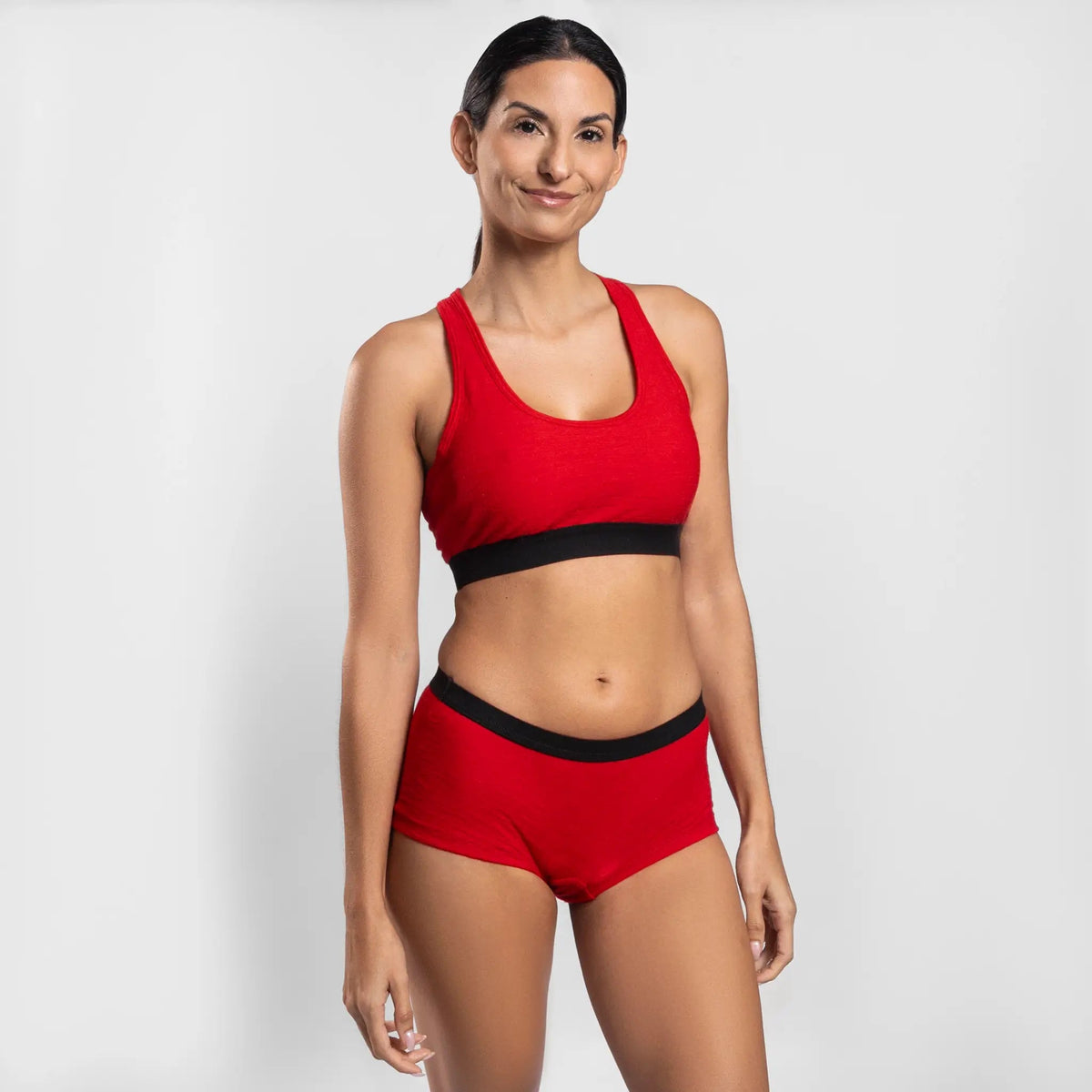 Women's Alpaca Wool Sports Bra: 160 Ultralight color Red