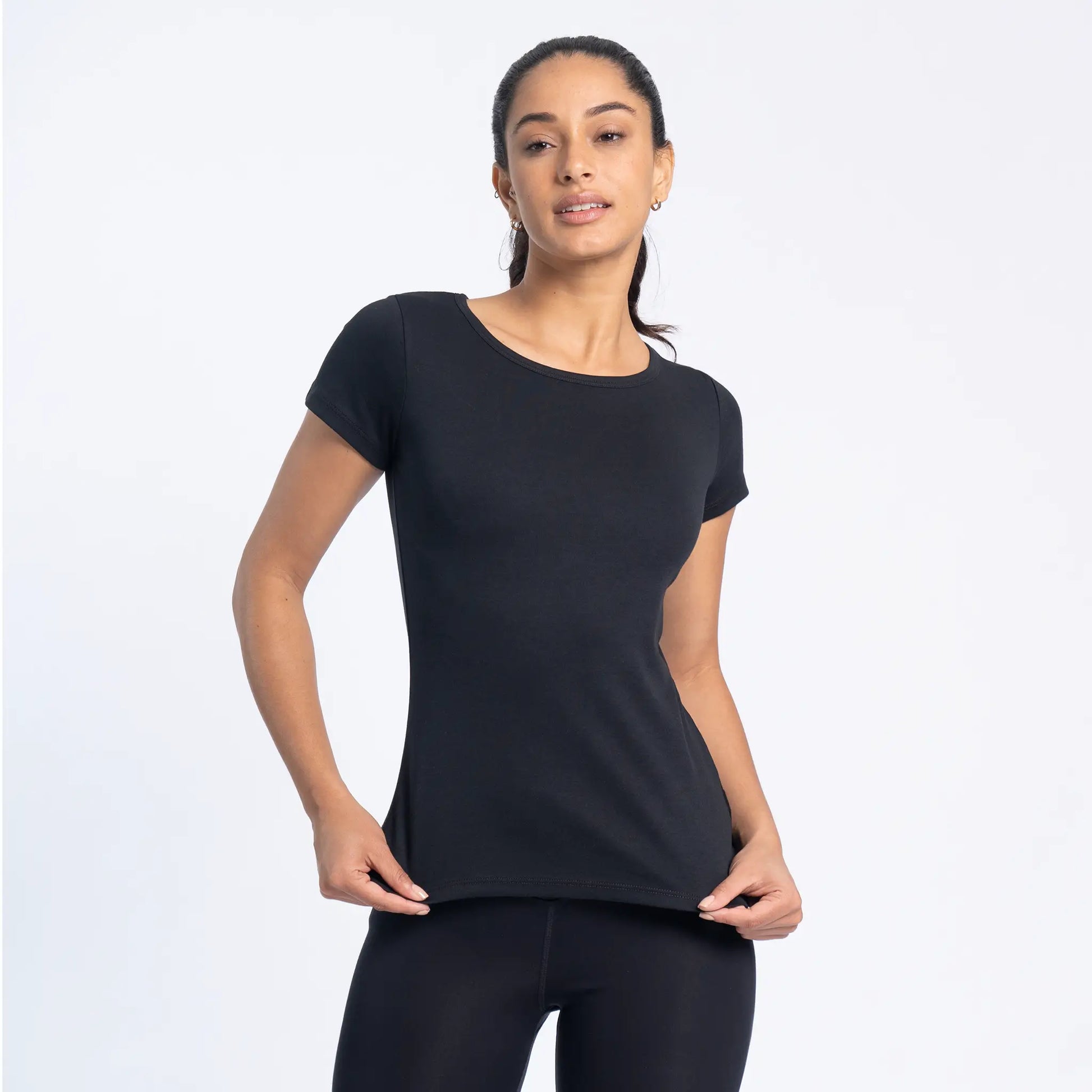 womens all natural tshirt crew neck color black