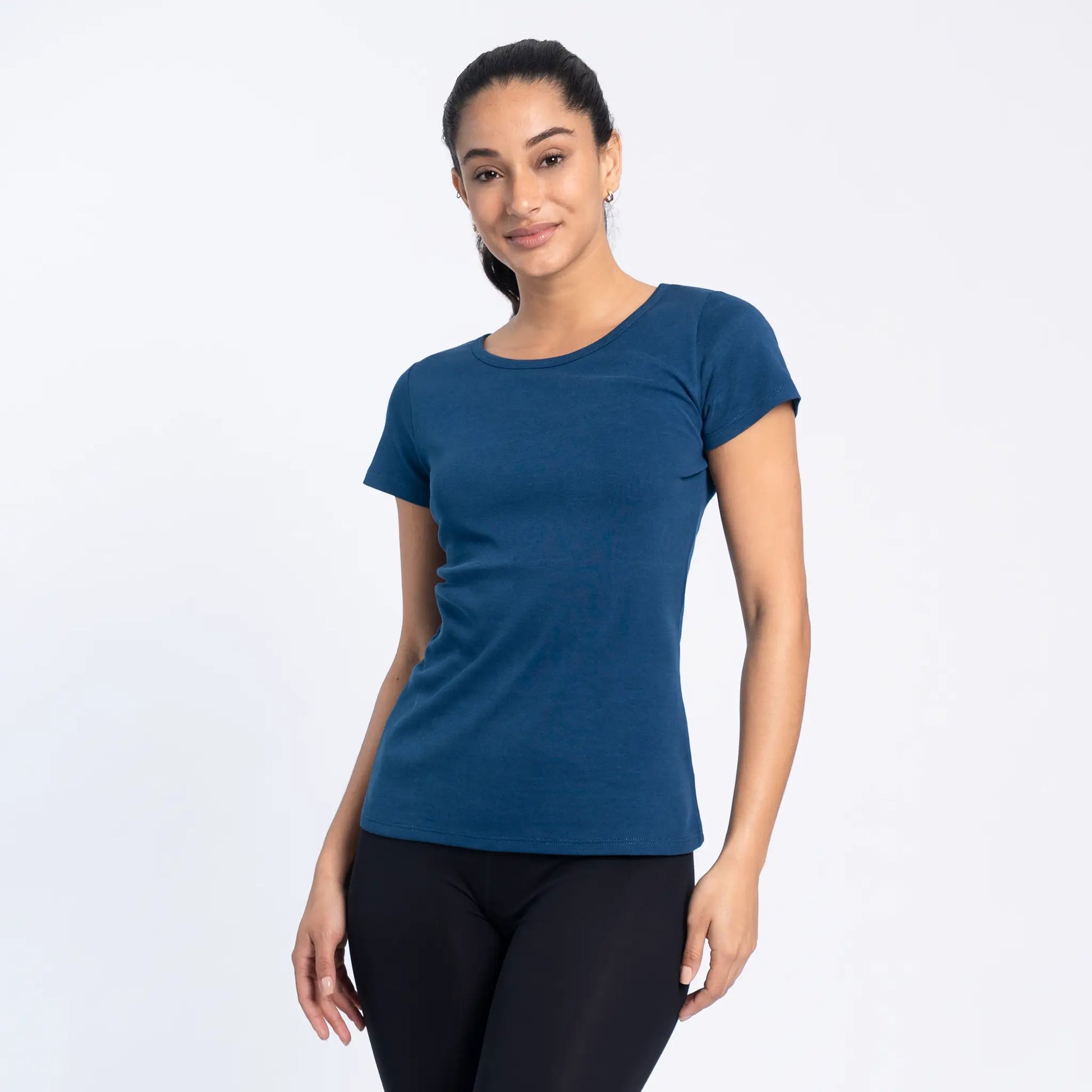 womens all natural tshirt crew neck color natural blue