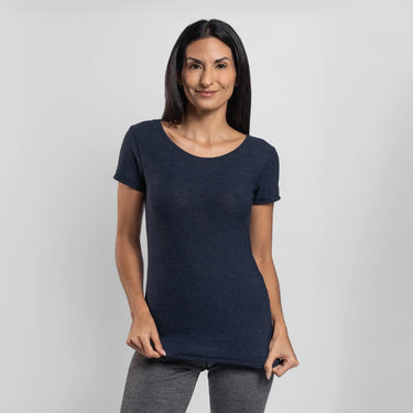 womens all natural tshirt crew neck color navy blue