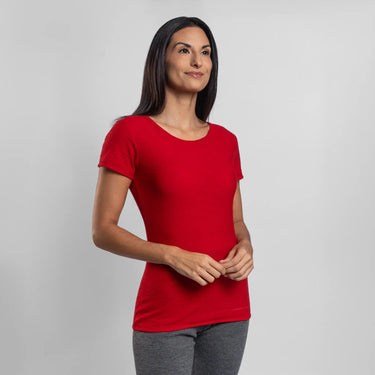 womens all natural tshirt crew neck color red