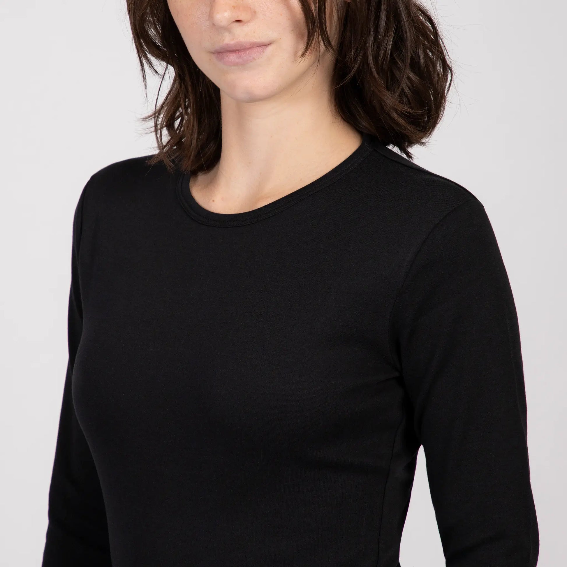 womens all natural tshirt long sleeve color black