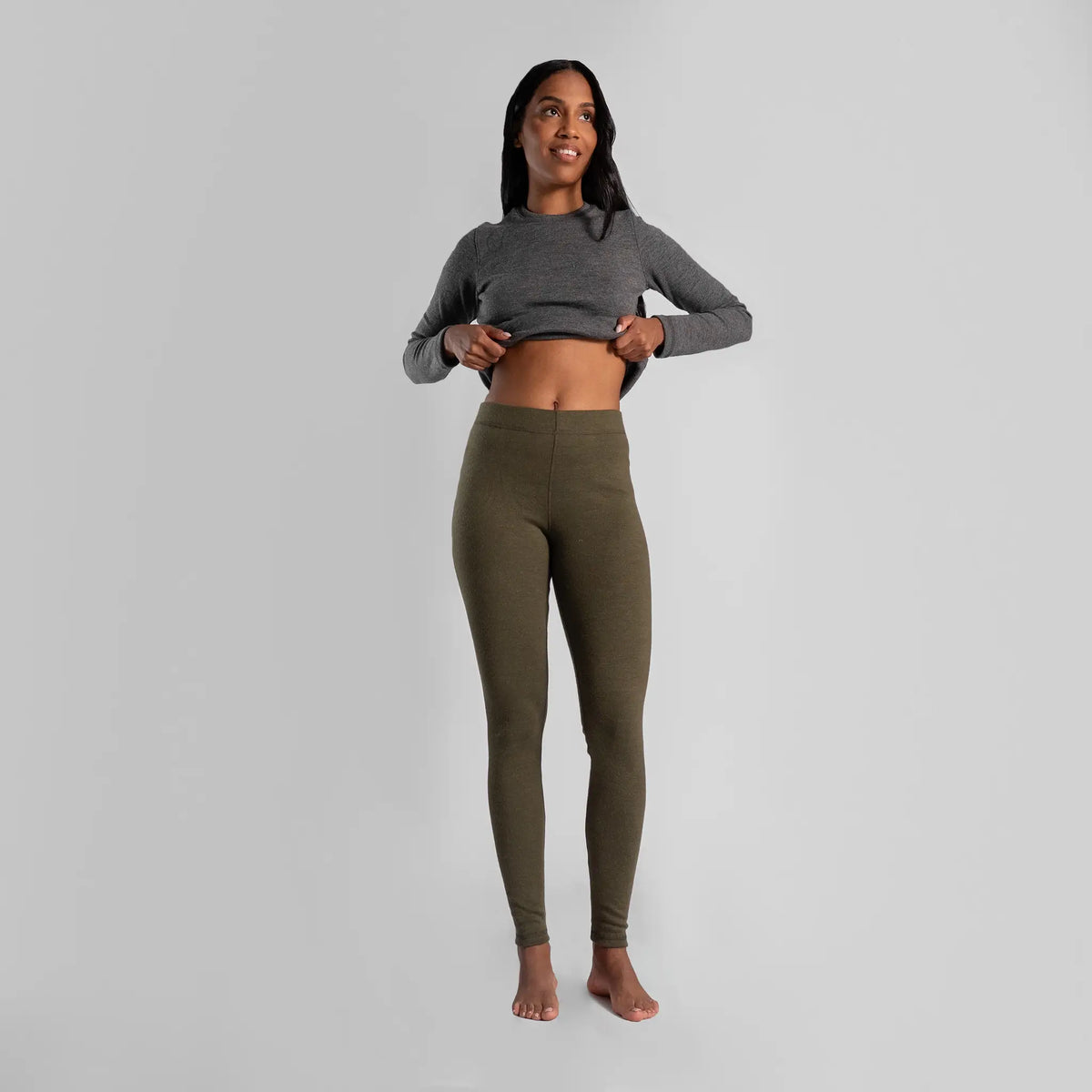 womens all natural wool leggings midweight color green