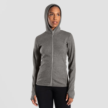 womens all purpose hoodie jacket full zip color natural gray