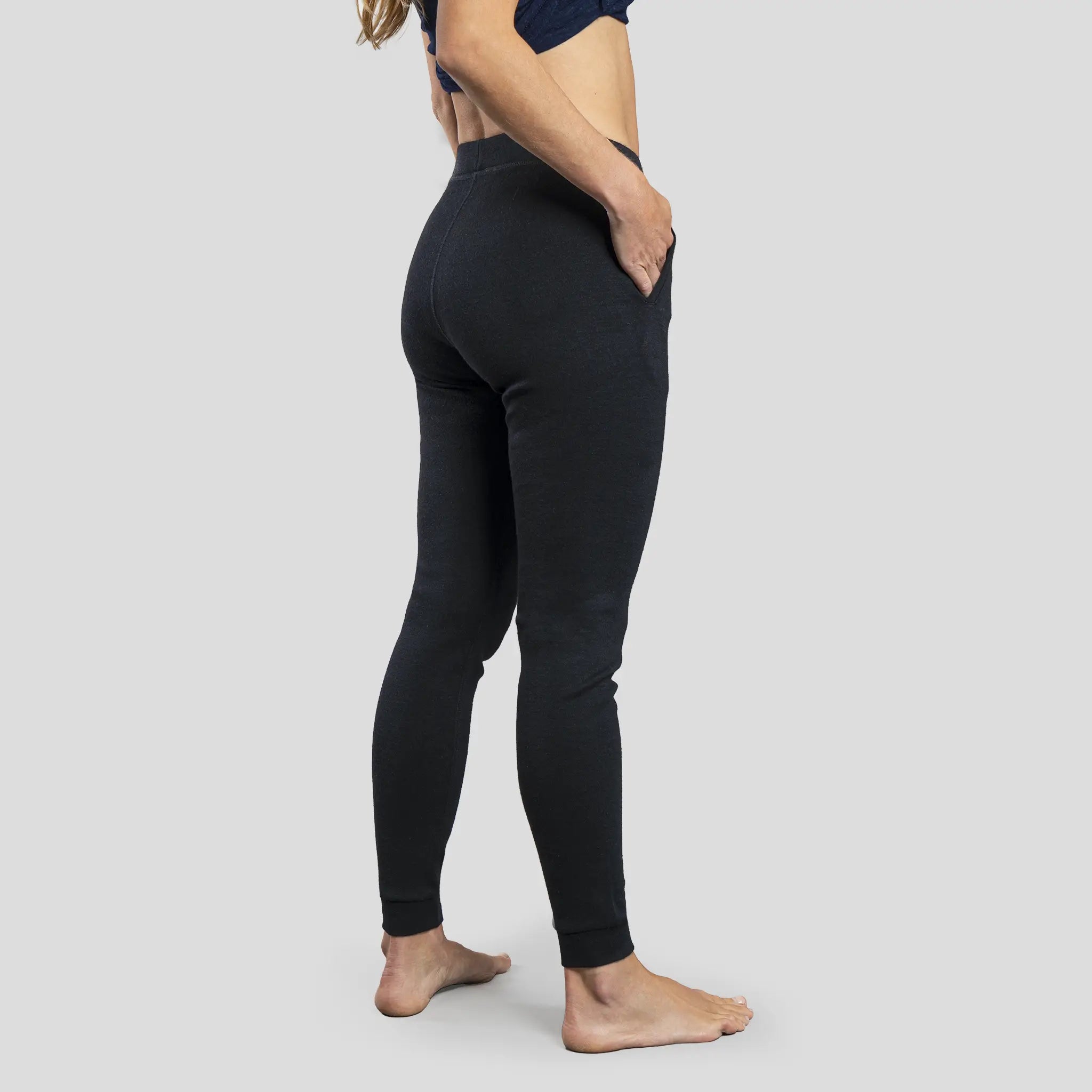 Women's Alpaca Wool Sweatpants: 420 Midweight color Black
