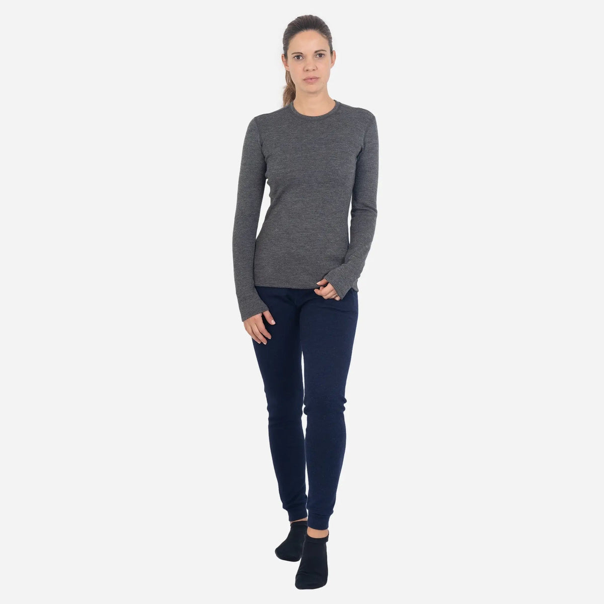 Women's Alpaca Wool Sweater: 300 Lightweight color gray