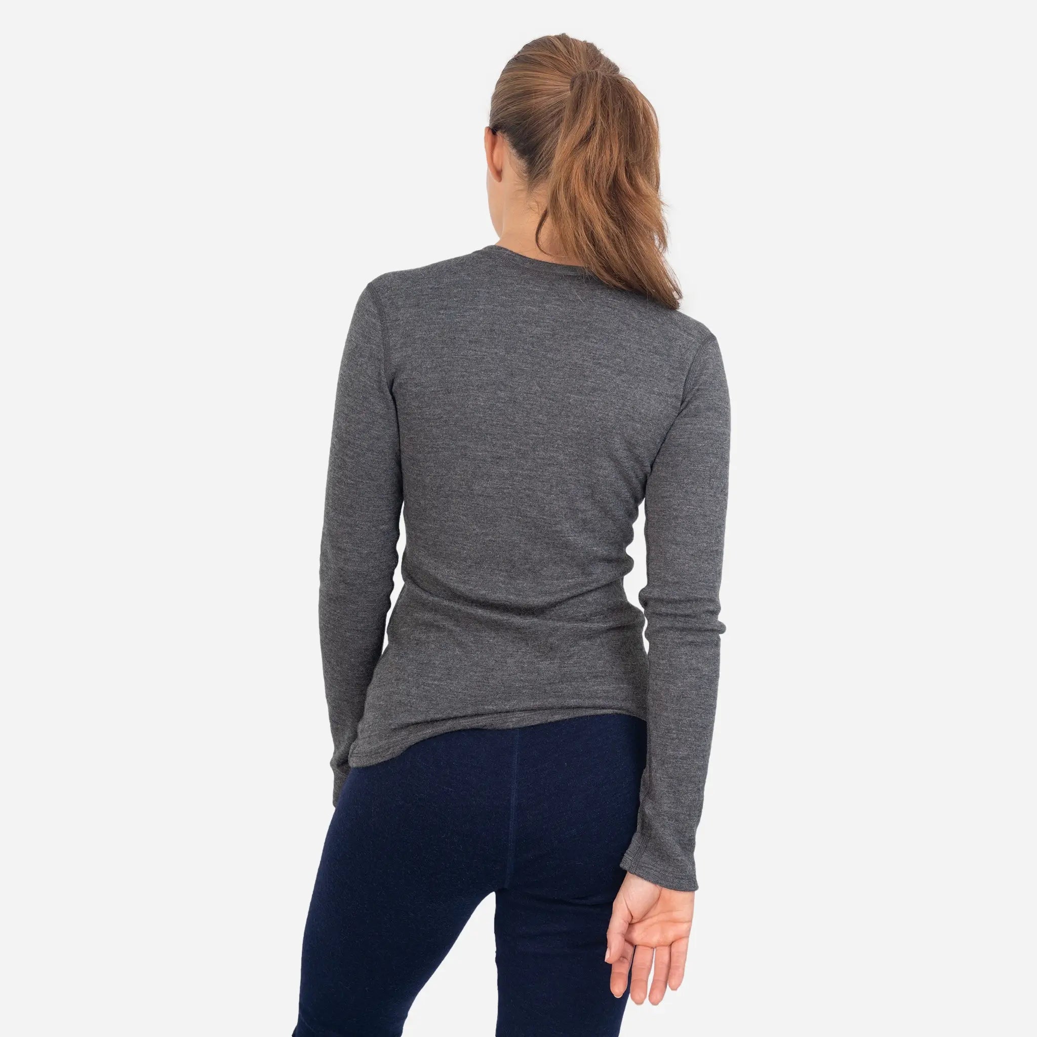 High Performance Womens Alpaca Wool Sweater 300 Lightweight color gray