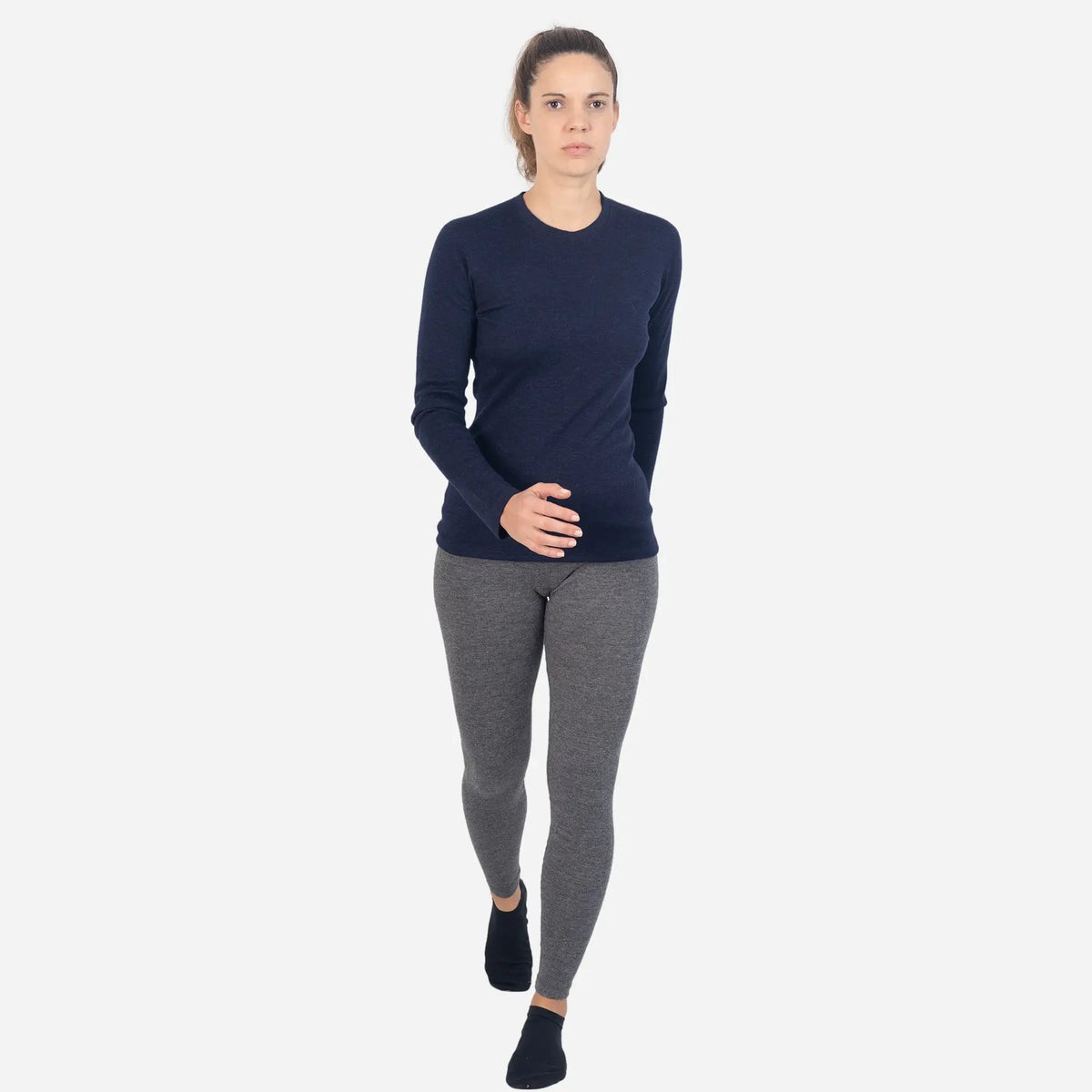 Women's Alpaca Wool Sweater: 300 Lightweight color navy blue