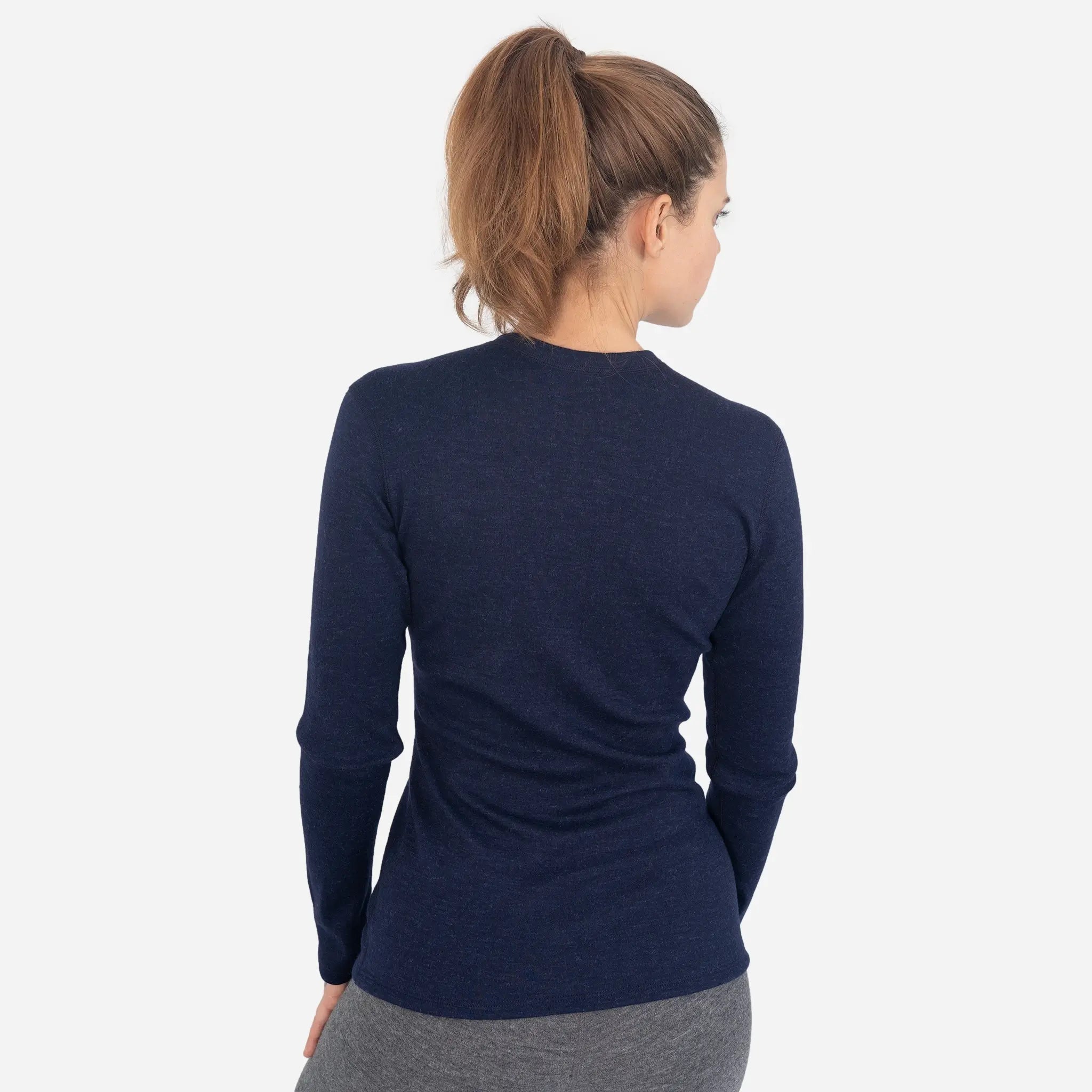 Sustainable Womens Alpaca Wool Sweater 300 Lightweight color navy blue