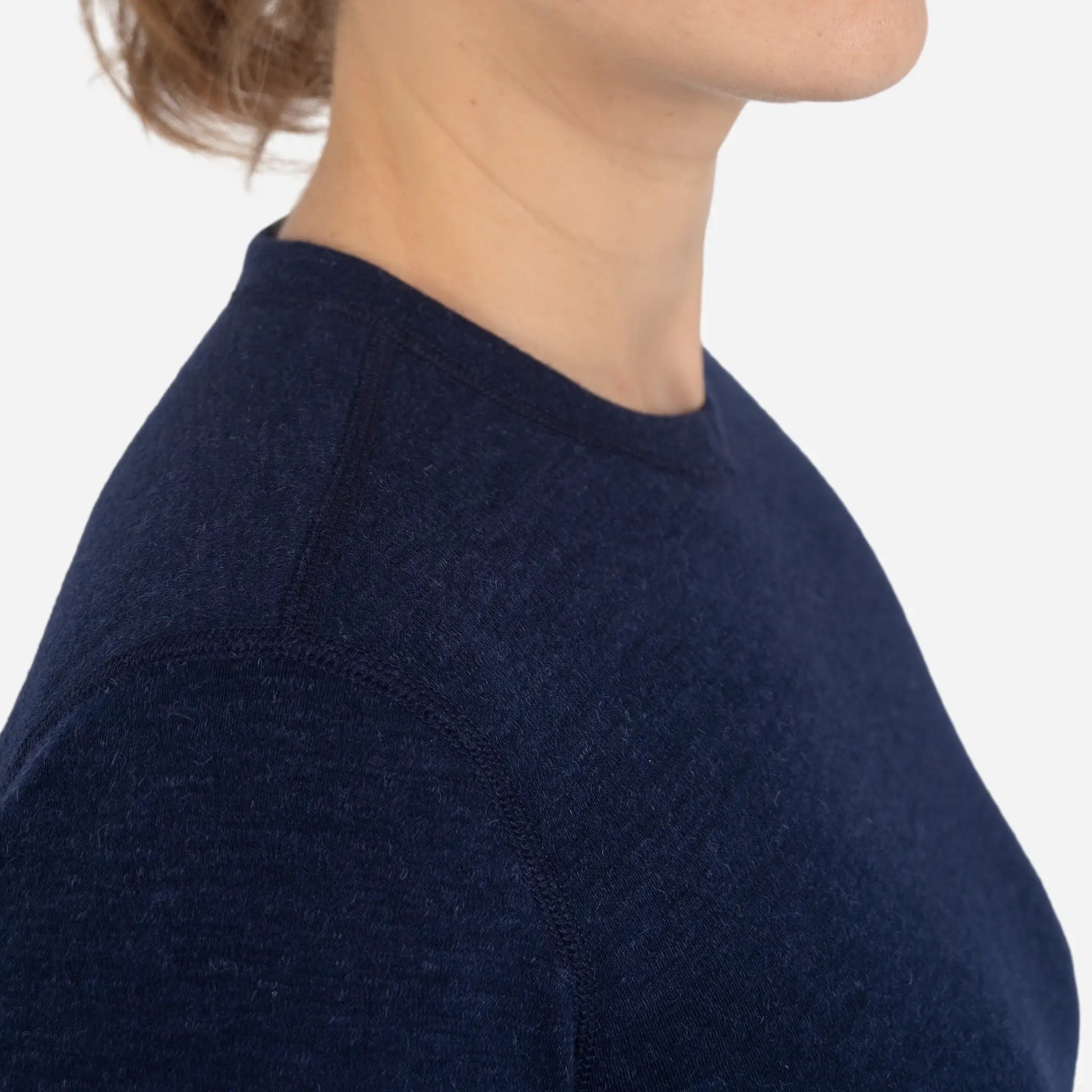 Sweat Wicking Womens Alpaca Wool Sweater 300 Lightweight color navy blue