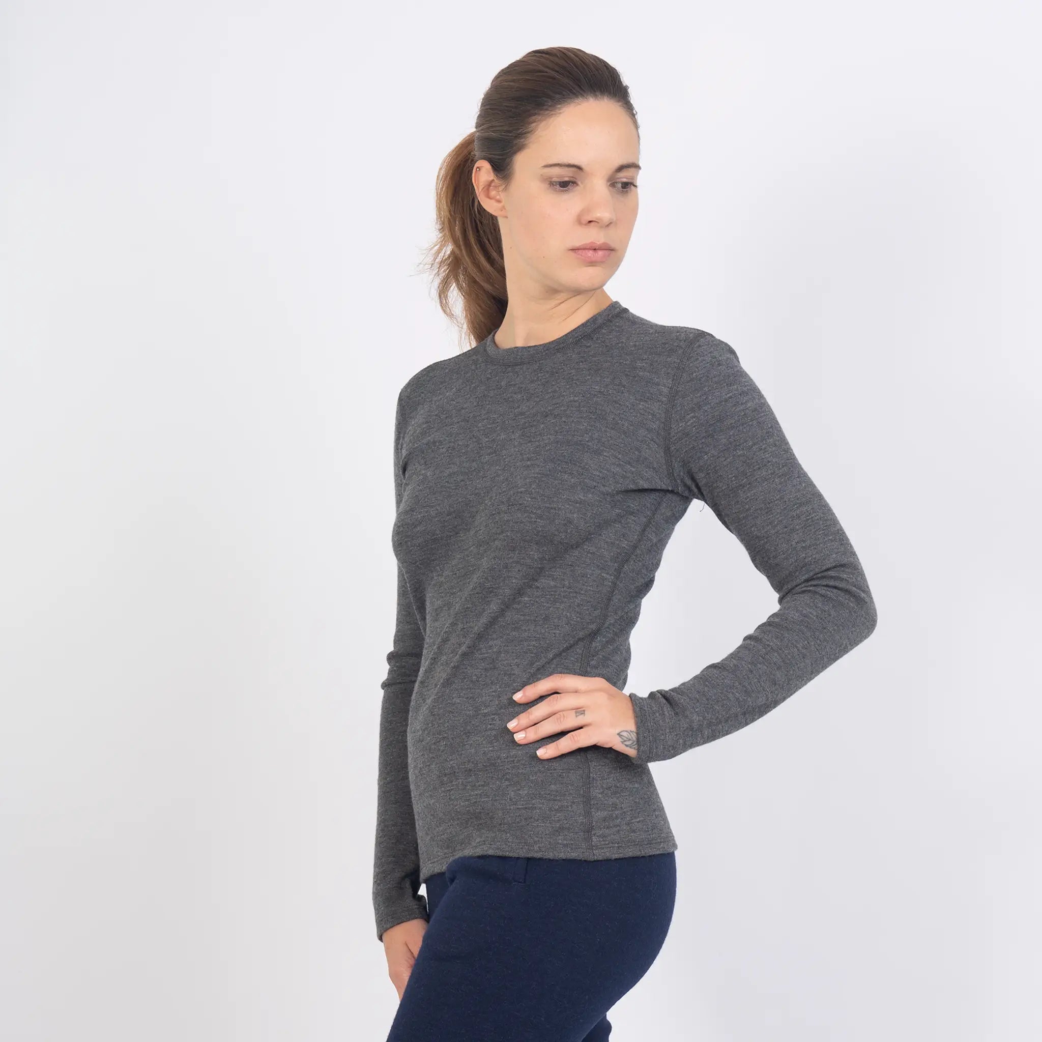 womens alpaca sweater thermal wool lightweight color gray