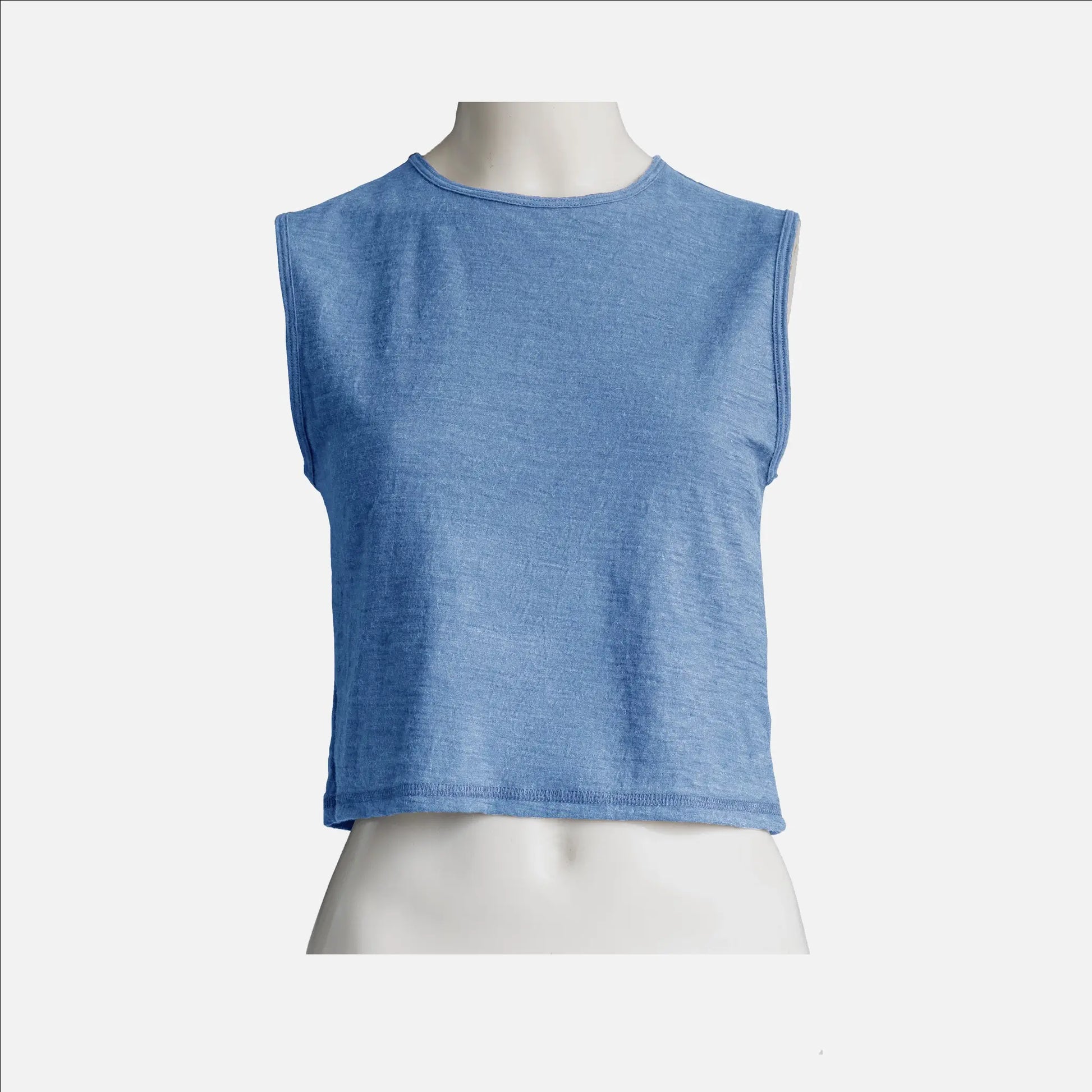 womens alpaca wool crop tank color baby blue