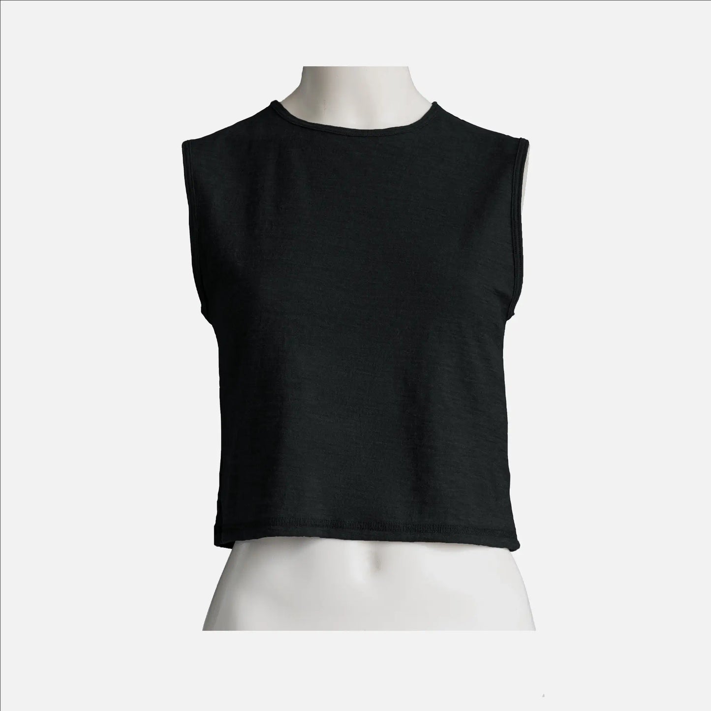 womens alpaca wool crop tank color black