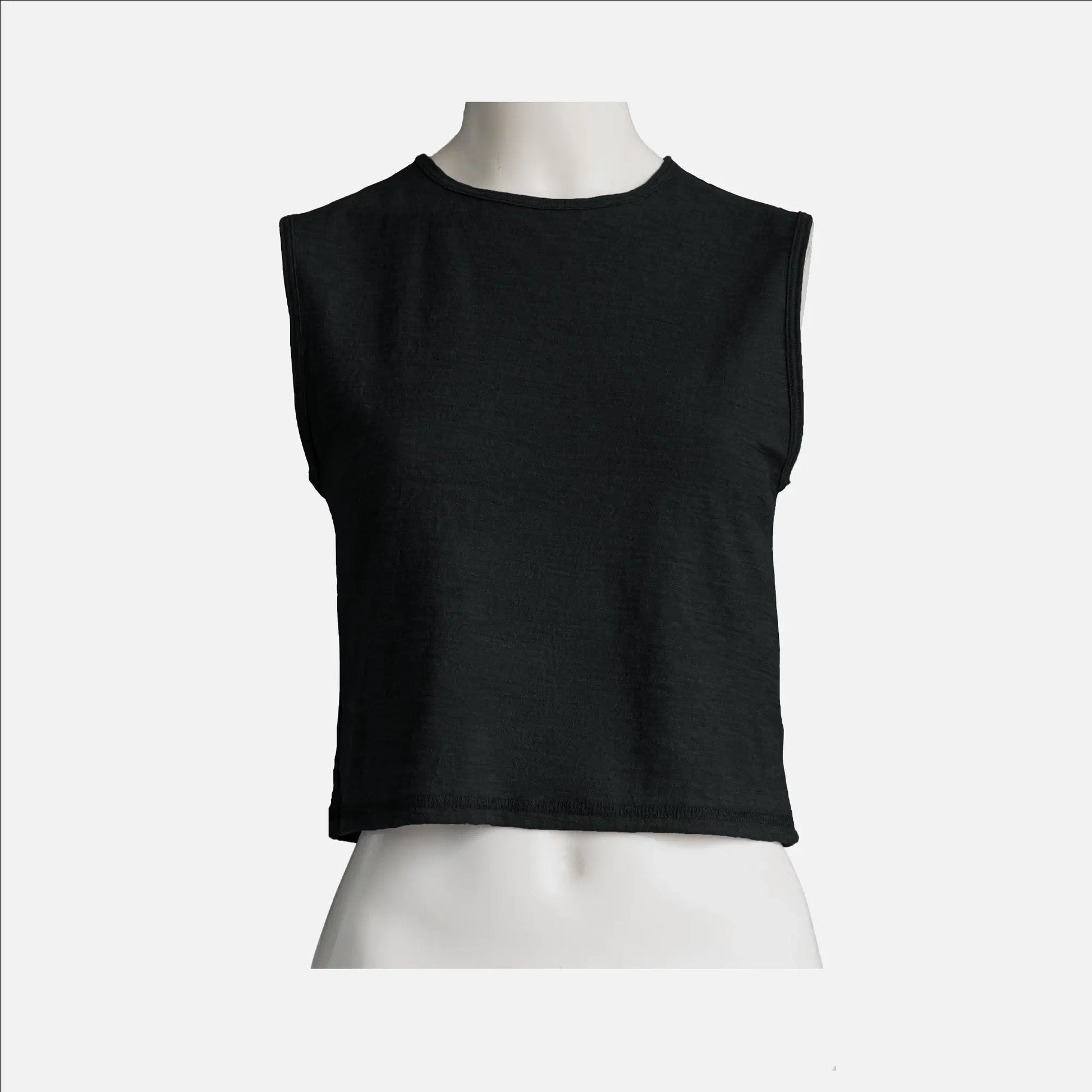 womens alpaca wool crop tank color black