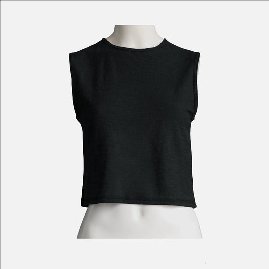 womens alpaca wool crop tank featherweight color black