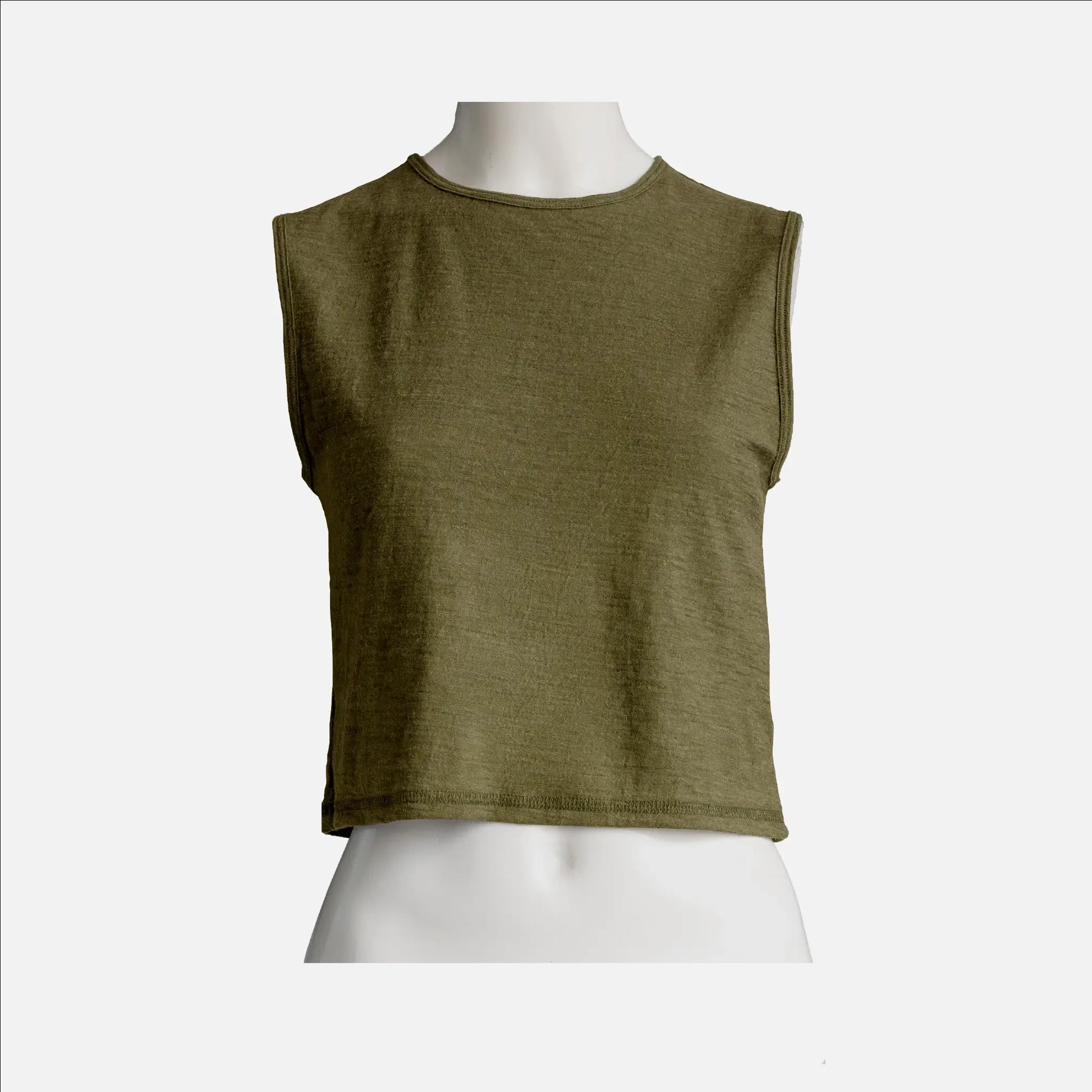 womens alpaca wool crop tank color green