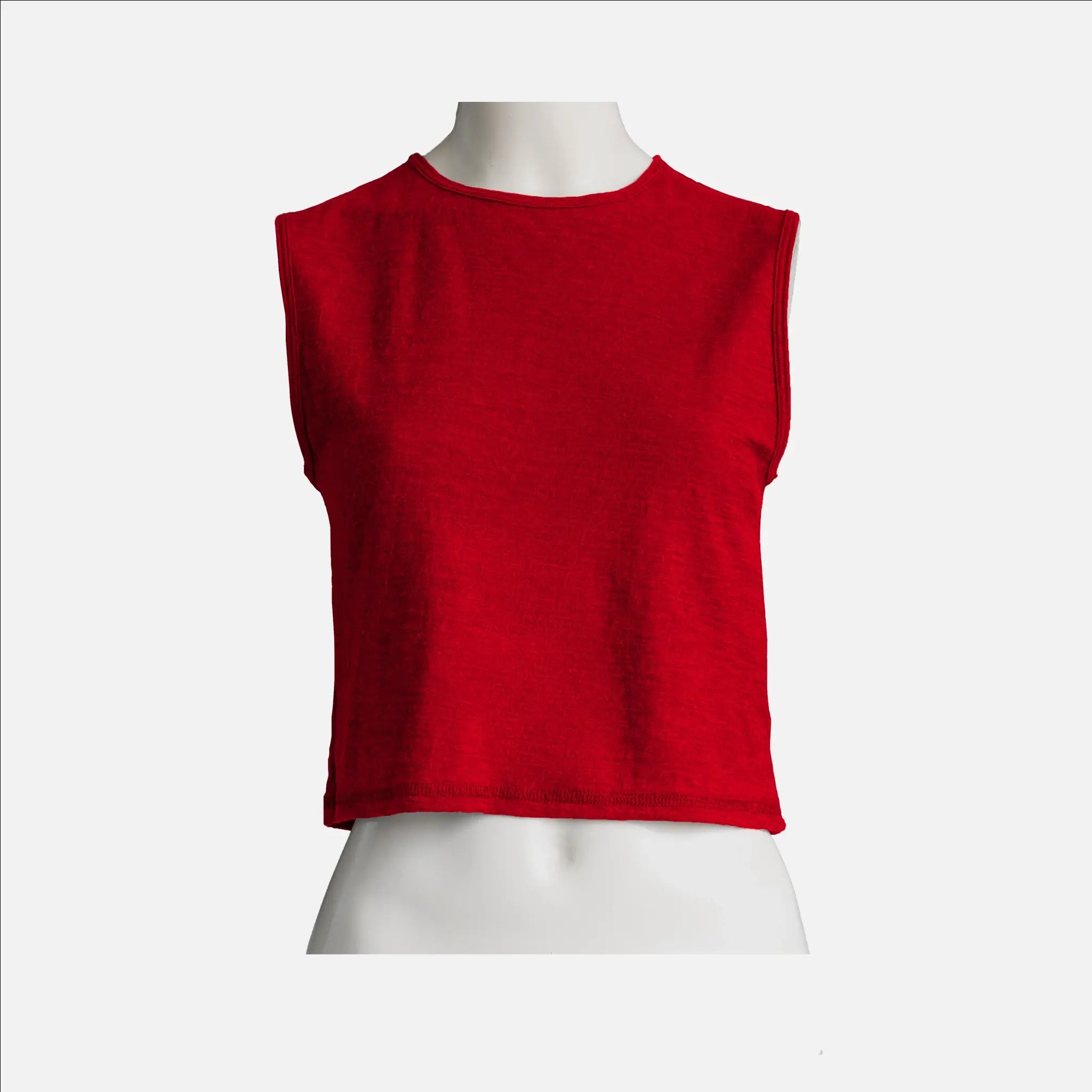 womens alpaca wool crop tank color red