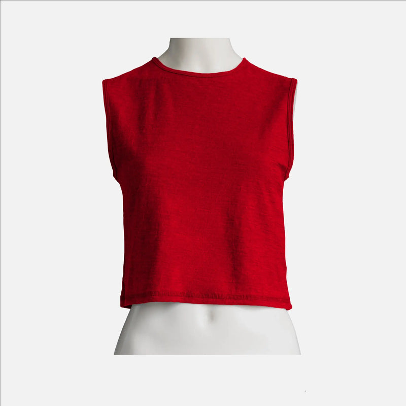 womens alpaca wool crop tank color red