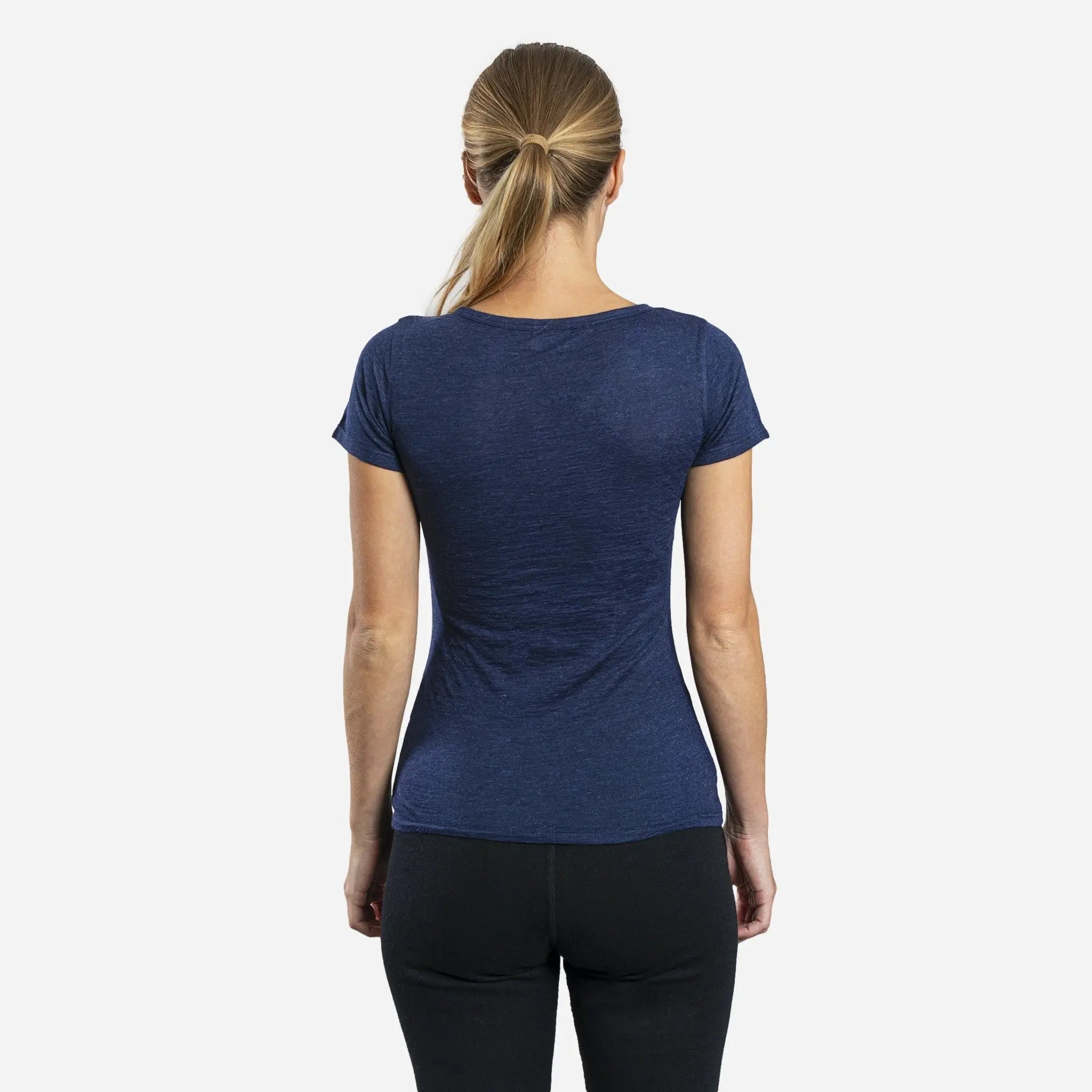 womens alpaca wool fabric vneck tshirt color navy blue