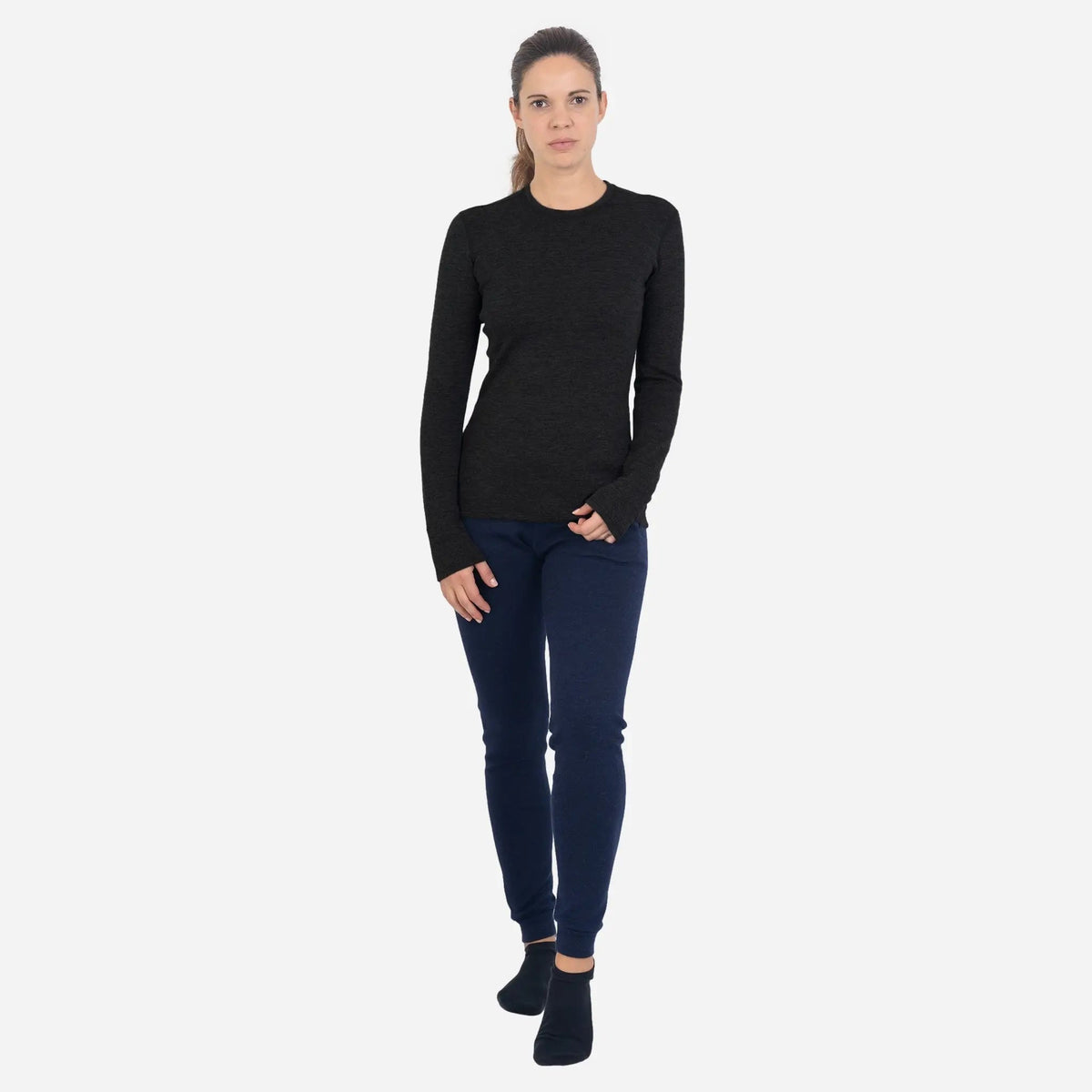 Women's Alpaca Wool Sweater: 300 Lightweight color black