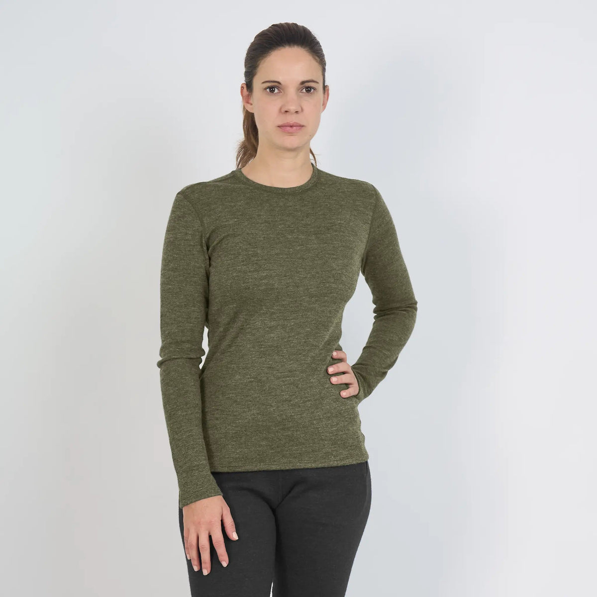 Women's Alpaca Wool Sweater: 300 Lightweight color green