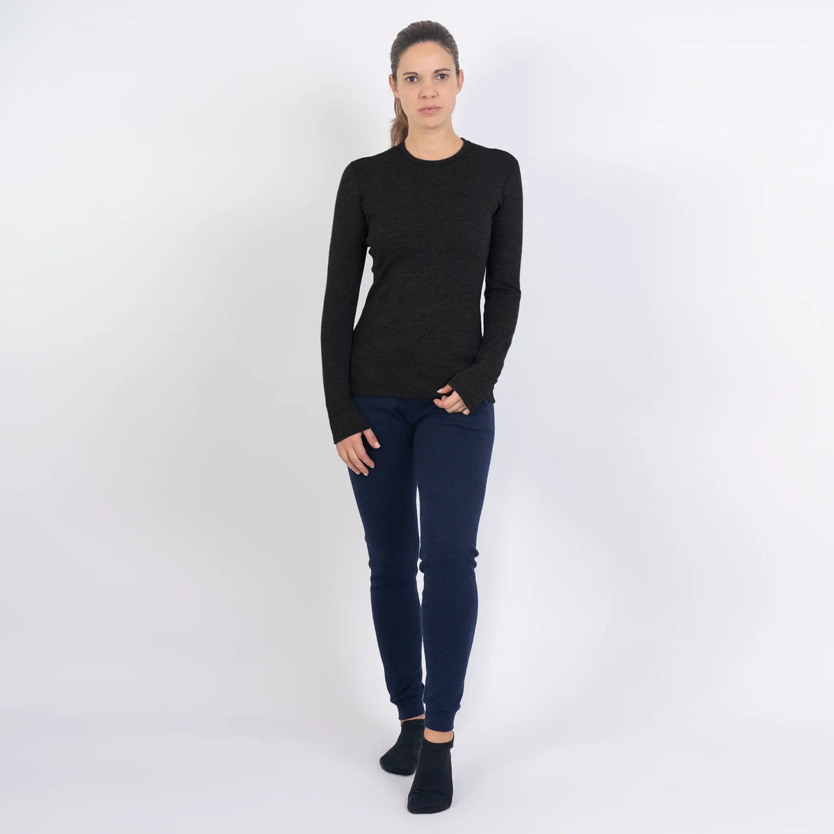 womens alpaca wool sweater midweight ethical color black