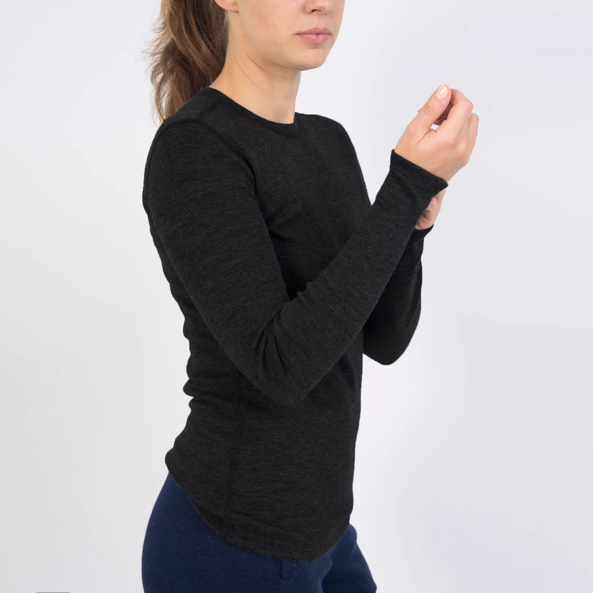 womens alpaca wool sweater midweight sustainable color black