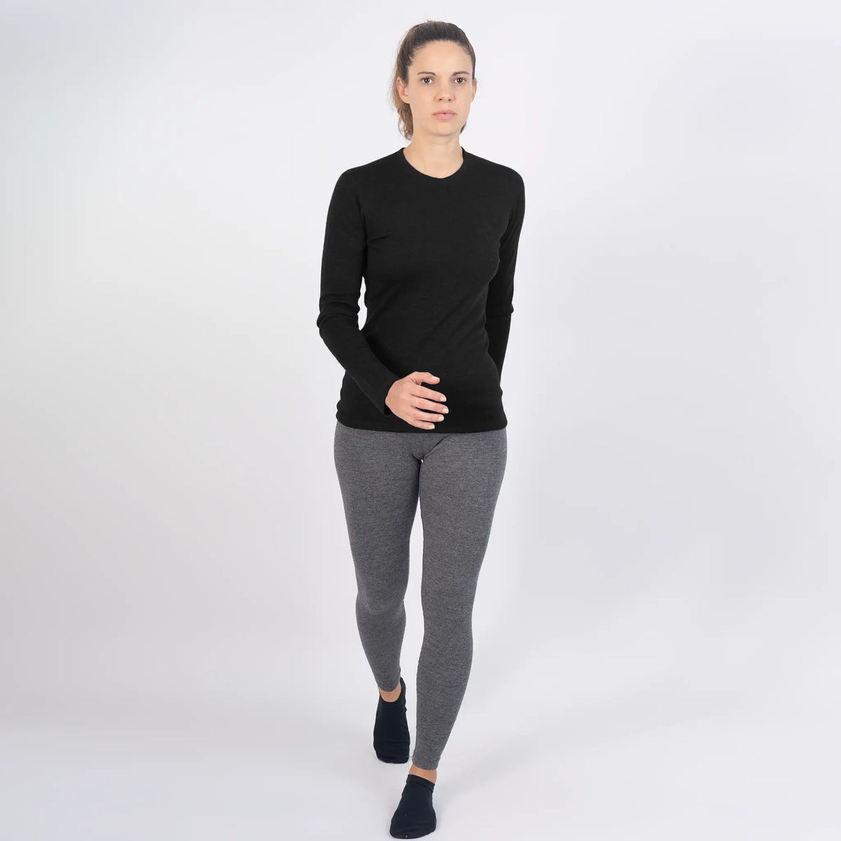womens alpaca wool sweater midweight warm color black