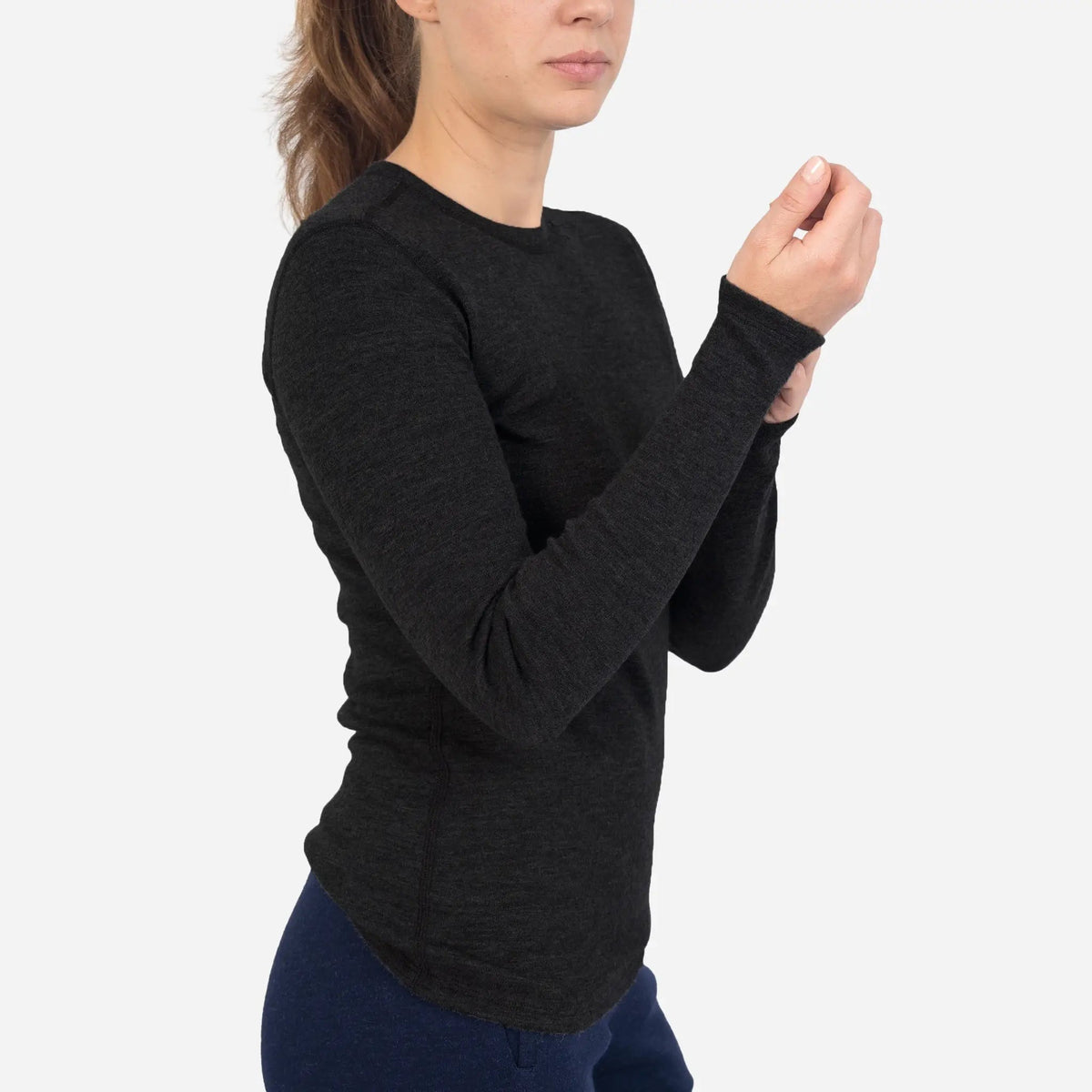 Women's Alpaca Wool Sweater: 300 Lightweight color black