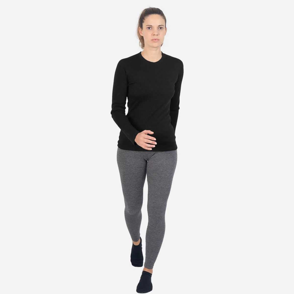 Women's Alpaca Wool Sweater: 300 Lightweight color black