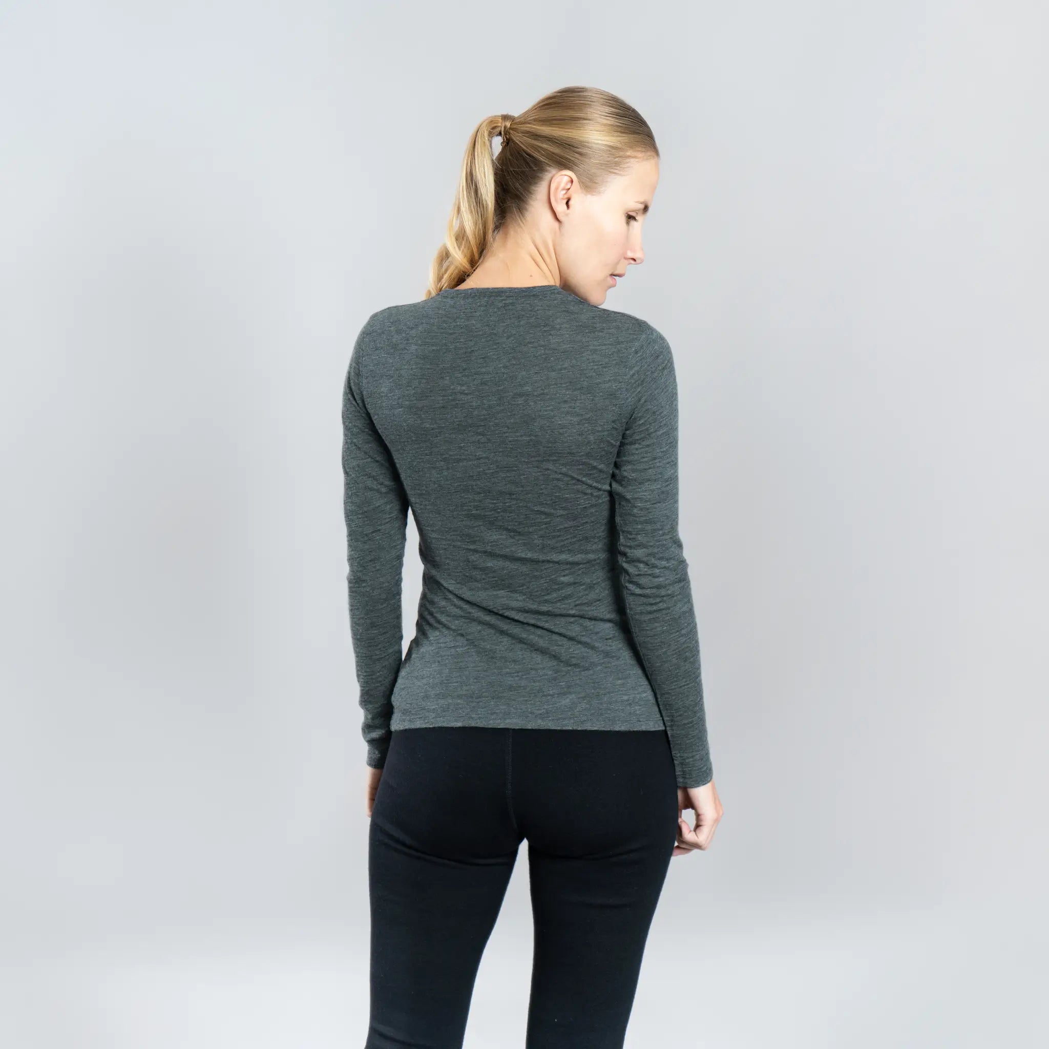 Women's Alpaca Wool Long Sleeve Shirt: 160 Ultralight color Gray