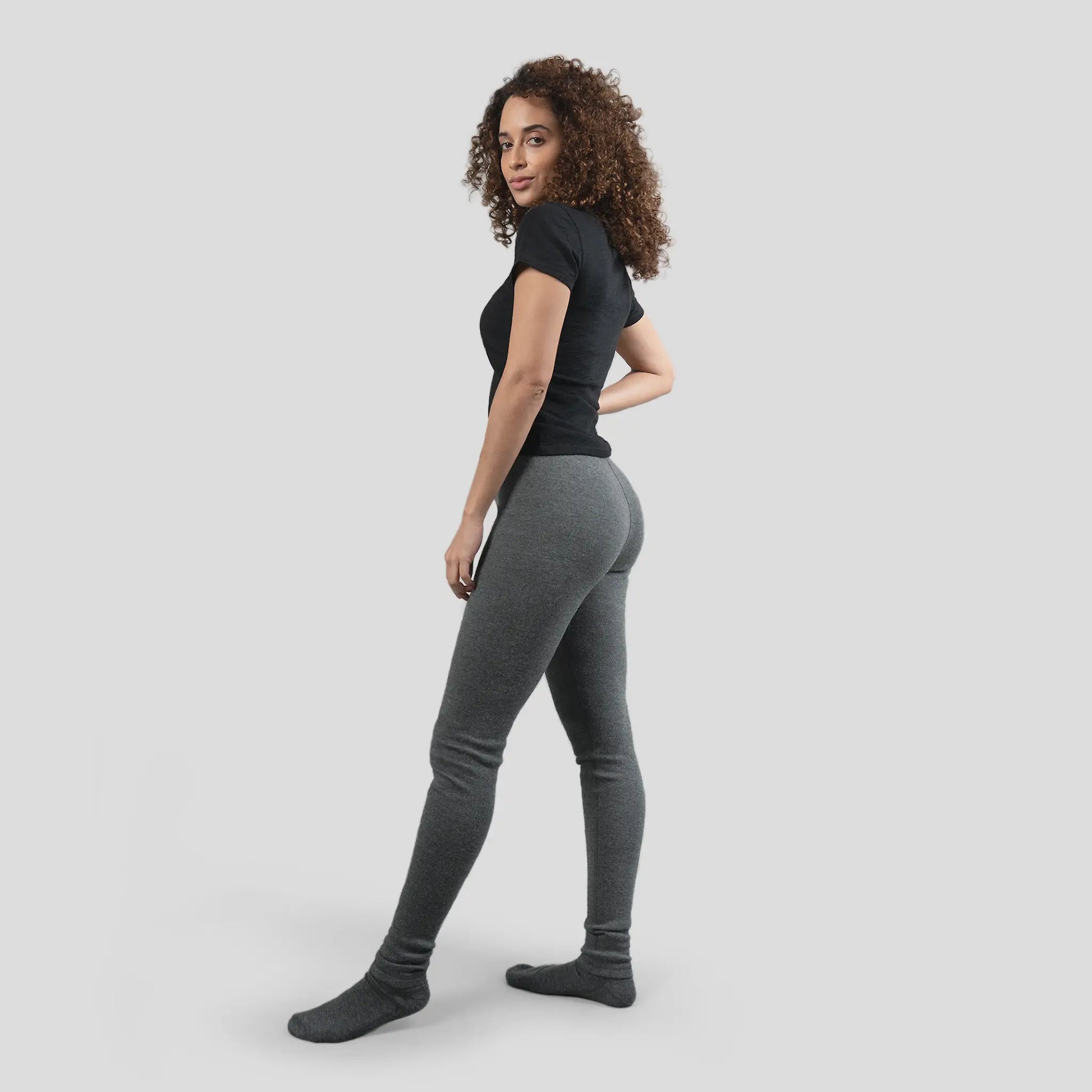 Women's Alpaca Wool Leggings: 420 Midweight color Gray