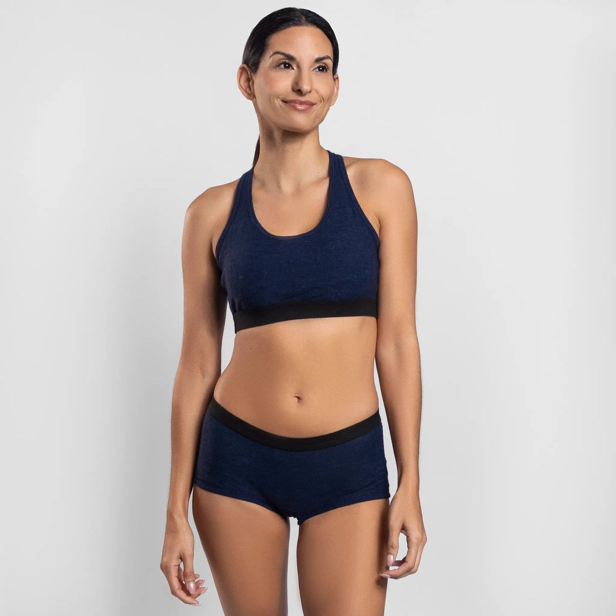 Women's Alpaca Wool Sports Bra: 160 Ultralight color Navy Blue