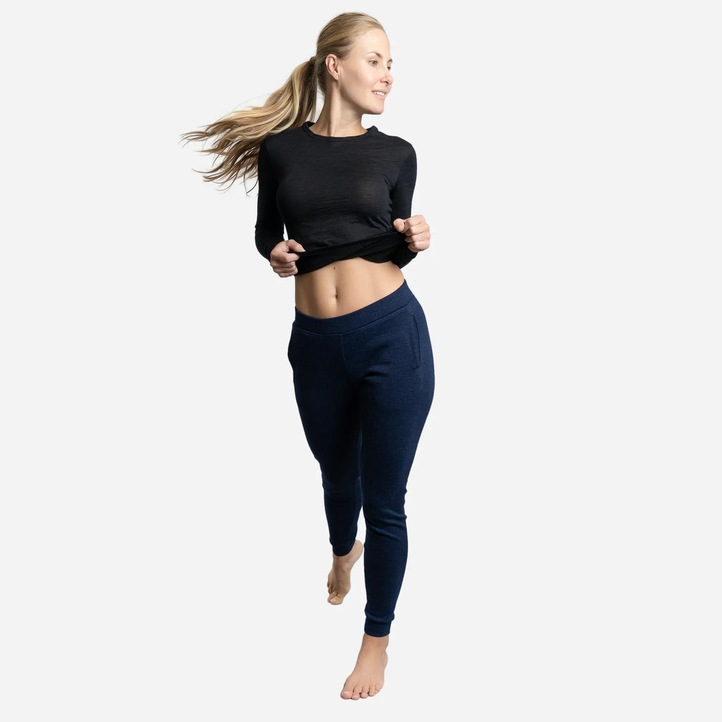 womens antibacterial sweatpants midweight color navy blue