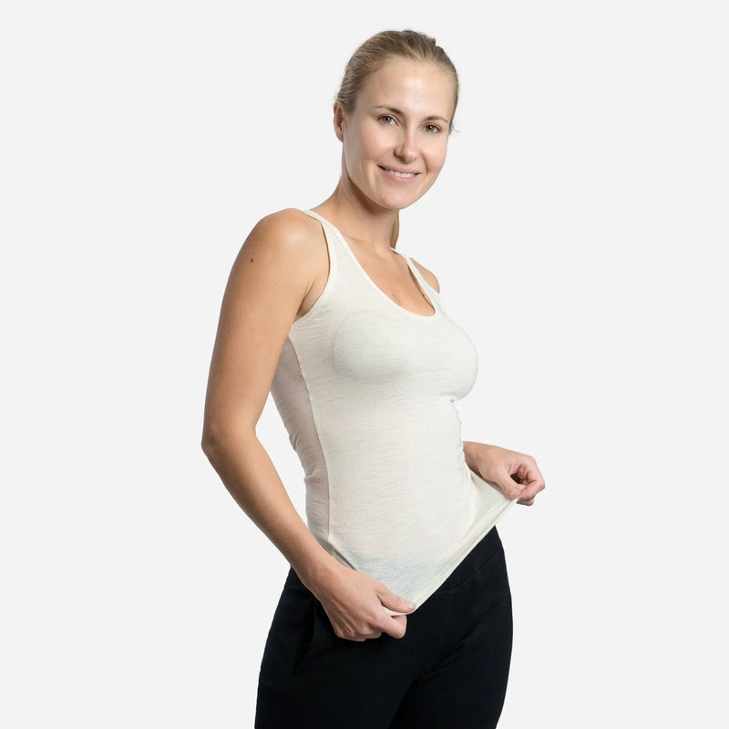 womens antibacterial tank top ultralight color natural white