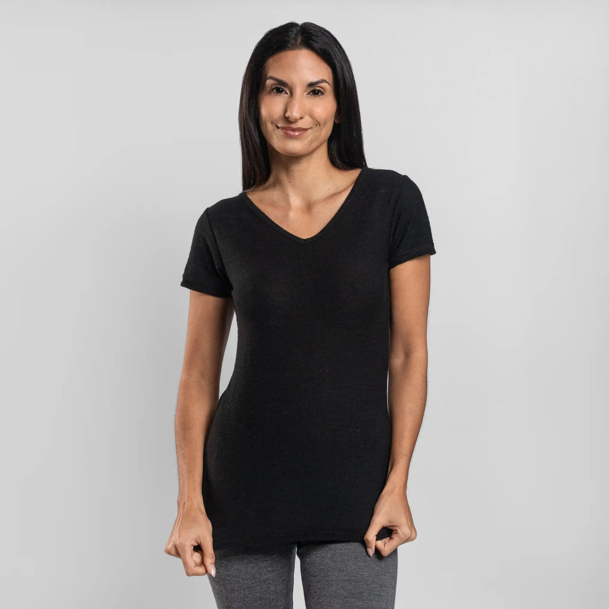 womens antibacterial vneck tshirt ultralight color black