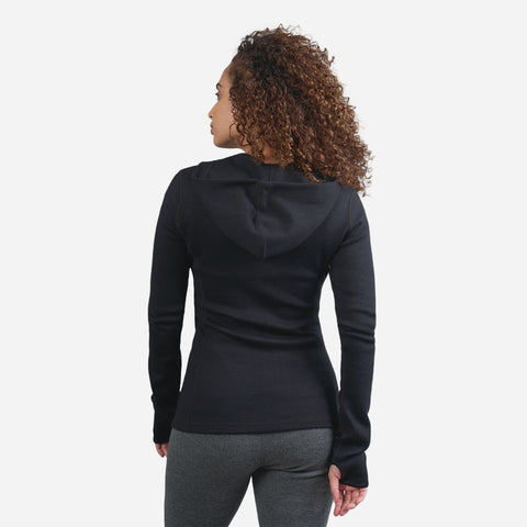 Women's Alpaca Wool Hoodie Jacket: 420 Midweight Full-Zip