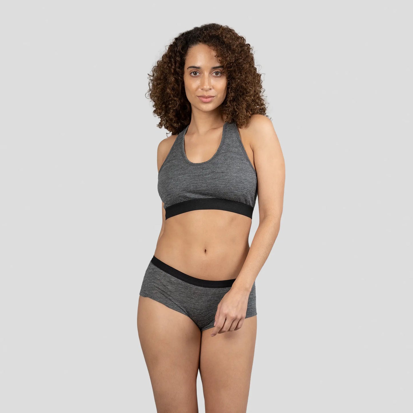 Women's Alpaca Wool Sports Bra: 160 Ultralight color Gray