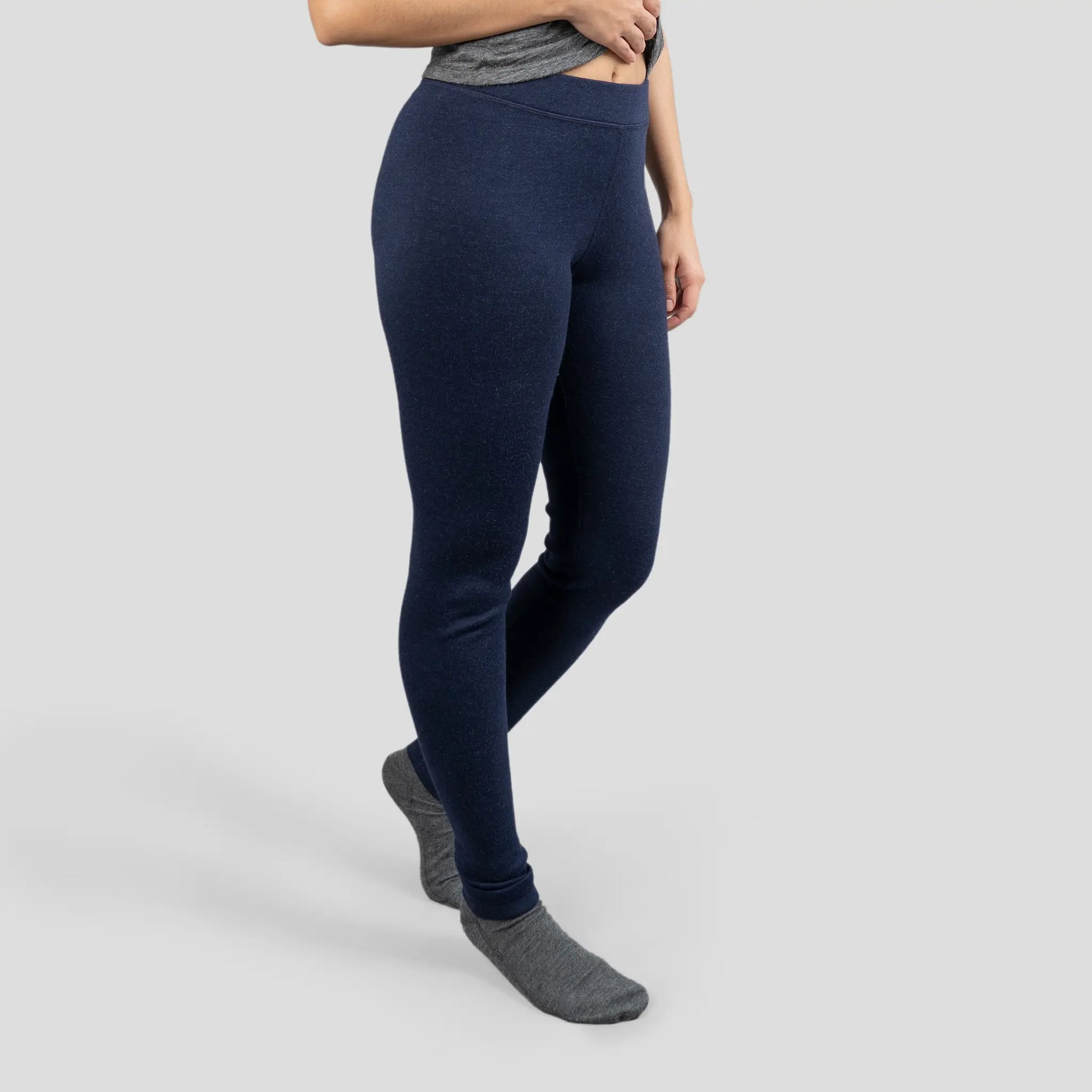 Women's Alpaca Wool Leggings: 420 Midweight color Navy Blue
