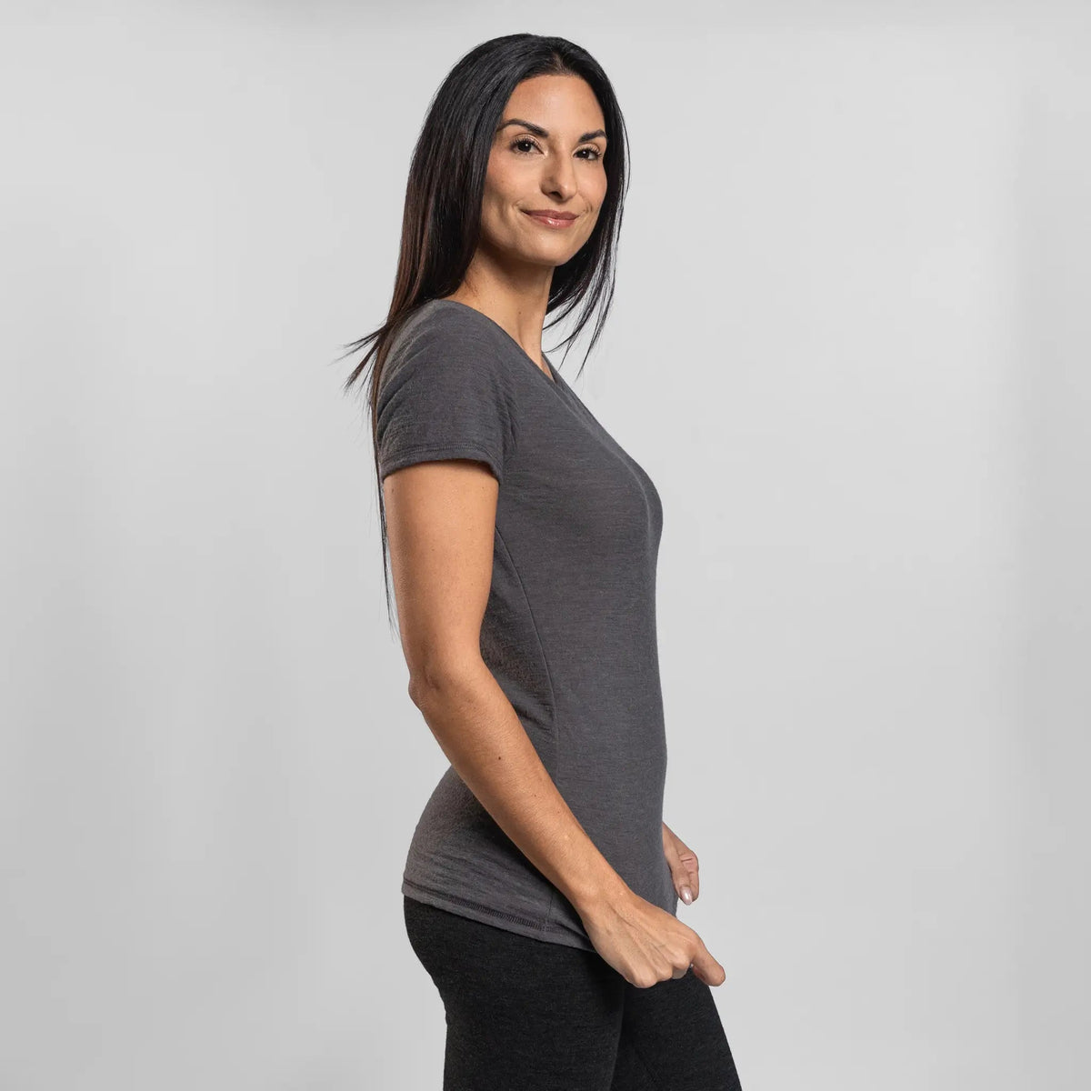 Women's Alpaca Wool T-Shirt: 160 Ultralight Crew Neck color Gray